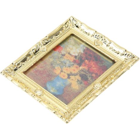 Miniatur-Goldrahmen mit Blumendekor für Puppenhäuser, Maßstab 1:12 (1/5)