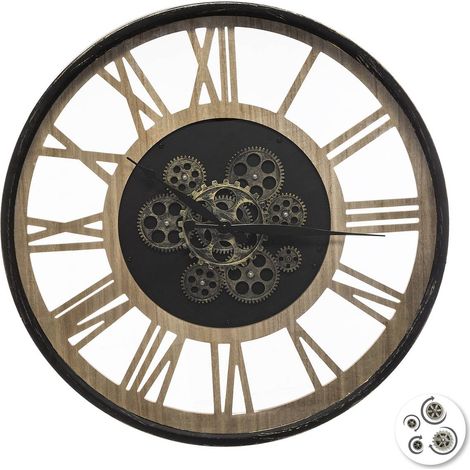 Atmosphera – Horloge mécanique murale 57 cm en métal – Design vintage avec rouages apparents – Pour salon, cuisine, espace de vie