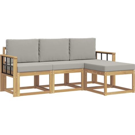 Set di divani da esterno 4 pz Bianco e Grigio Chiaro Poliestere vidaXL (1/5)