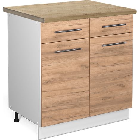 Mobiletto base per cucina Fame-Line, Rovere dorato, 80 cm , PL Rovere, Vicco