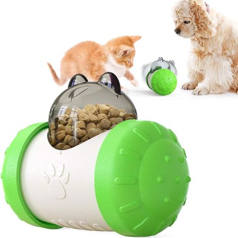 Jouet Distributeur De Croquettes - Jouet Interactif Pour Chat - Tumbler Éducatif Anti-Ennui - Facile À Nettoyer - Vert - 1 Pièce