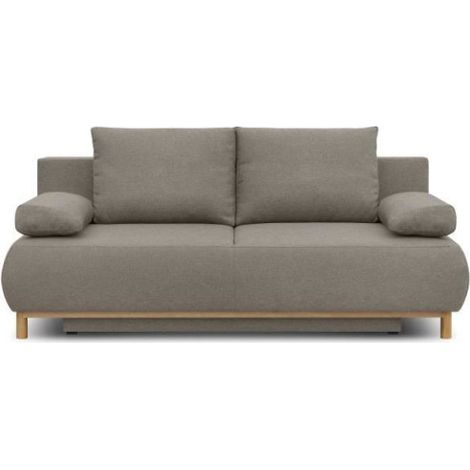 Banquette convertible 3 places MIKA - Tissu beige - Coffre de rangement - L 192 x H 84 x P 93 cm (1/5)