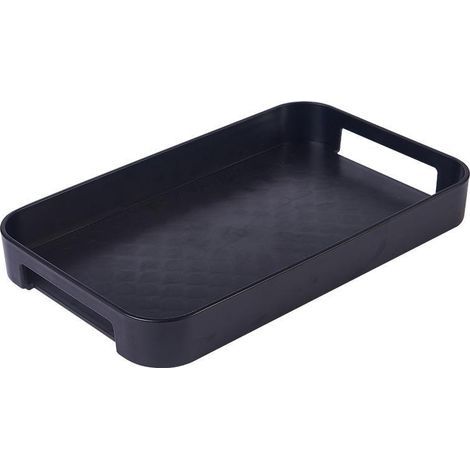 Black Serving Tray, White Serving Tray with Handles, Stackable Rectangular Plastic Serving Tray (1/5)