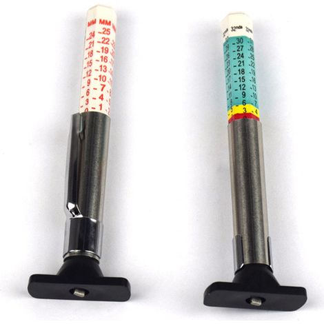 Jauge de profondeur de pneu en plastique graduée de 0 à 25 mm, règle à motifs, stylo pour traceur de pneu (lot de 2)