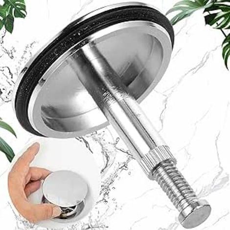 Bouchon de baignoire 43 mm - Diamètre de la tige 8 mm - Couvercle de baignoire - Couvercle de lavabo - Bouchon de vidange réglable en hauteur pour baignoire - Cuisine - 43 mm (1/3)