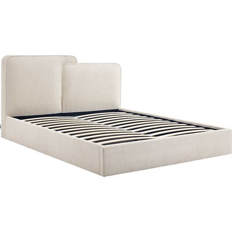 Letto contenitore 140 x 190 cm - Velluto a coste - Beige - NAYOLA