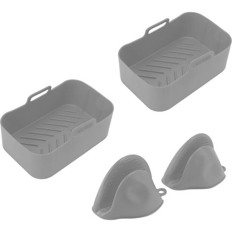 Lot de 2 paniers rectangulaires en silicone pour friteuse Ninja DZ201 Foodi 8QT (gris) (1/5)
