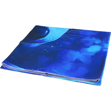Wandteppich „Fluoreszierender Planet“, UV-reaktives Material, 150 x 130 cm, Polyester.