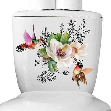 Autocollant pour couvercle de toilette à motif floral auto-adhésif, décoration personnalisée (1/4)