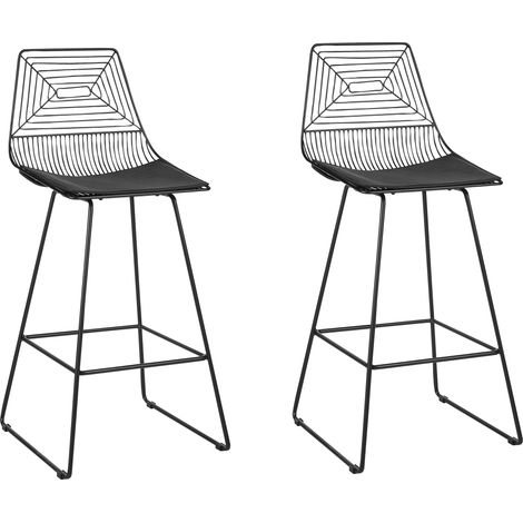 Conjunto de 2 sillas de metal negro asiento piel sintética Bisbee