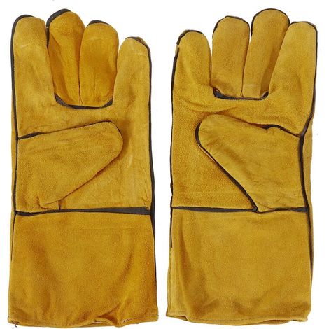 Green Mobility-2 pièces 14  gants de soudeur de jardinage robustes hommes femmes résistant aux épines travail du cuir antidérapant - Jaune (1/2)