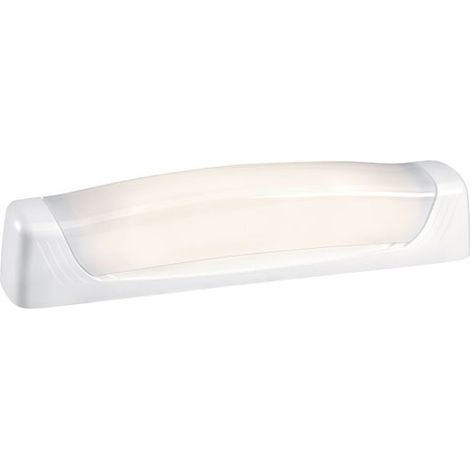 Aric – Réglette Talasso IP21 avec interrupteur et prise 16A – Corps en polyamide renforcé – Diffuseur polycarbonate opale – Pour salle d'eau
