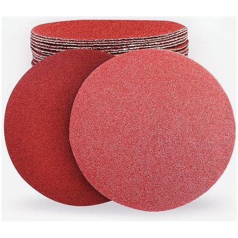 Rundes, selbstklebendes Schleifpapier, Körnung 80. Schleifscheibe, 180 mm Durchmesser, geeignet zum Polieren von Holz, Möbeln und Kunststoff. Mittelgroße Schleifscheibe (20 Stück). (1/5)