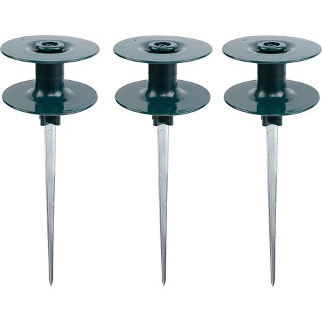 Lot de 3 guides de tuyau d'arrosage, en zinc antirouille robuste avec piquet en métal vert foncé pour arrosage, guides de tuyaux d'eau, guide sur piquet en zinc