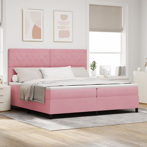 vidaXL Cama Box Spring LED con colchón Rosa 200 x 200 cm tela (1/5)