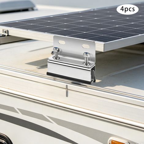 4x Support Panneau Solaire pour Camping-Car, Barre de Toit en Acier Inoxydable 304, Adapté aux Barres Transversales, Pinces