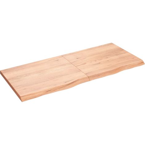 Dessus de table marron clair bois chêne massif traité (1/5)