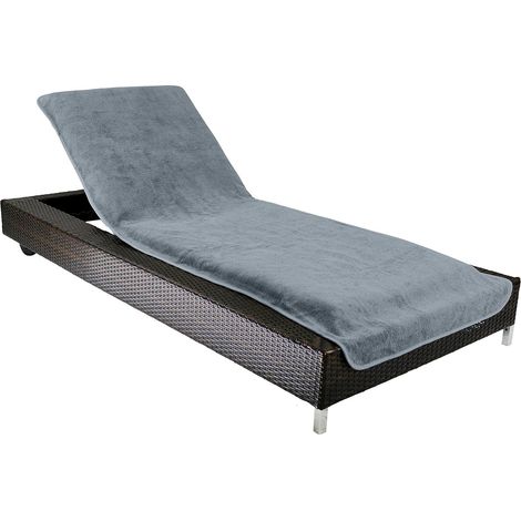 Housse de Protection pour Chaise Longue 75x200 cm – Serviette en Tissu éponge 100% Coton – Lavable, antidérapante, certifiée Öko-Tex 100 – Gris (1/5)