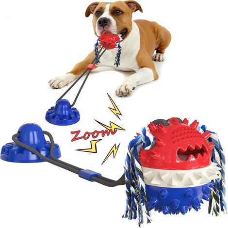 Jouet pour chien - Corde à tirer avec ventouse - Jouet à mâcher interactif et couineur pour chiens - Indestructible (1/3)