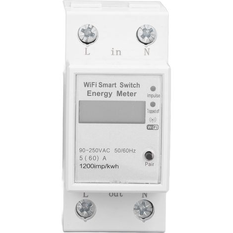 Disjoncteur Connecté WiFi Monophasé avec Suivi de Consommation, Commande par Appli et Assistant Vocal, Compatible Rail DIN 90‑250V (1/5)