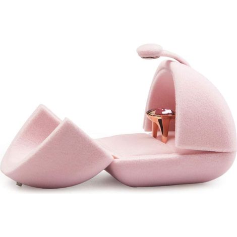 Boîte à bijoux en velours avec double couvercle ouvert (boîte à bagues),