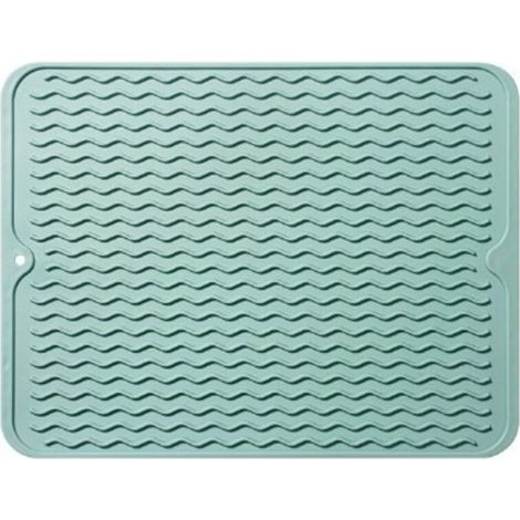 Vert Tapis de Séchage en Silicone, Grand Tapis égouttoir Isolation Thermique Antidérapant et Lsolation Thermique Tapis de Séchage Vaiss pour Séchage des Couverts et Assiettes(40cmx30cm)