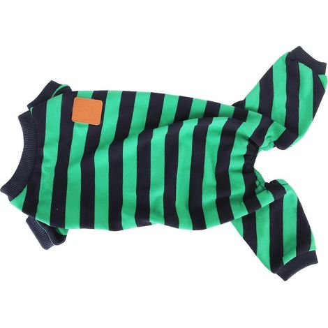 Pyjama rayé pour chien, élégant, mignon, extensible et respirant, idéal pour la maison et le quotidien (taille M). (1/2)