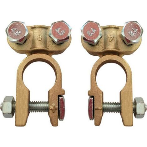 Connecteur De Borne De Batterie - Laiton - Pour Voiture Bateau Camion - 12 V 24 V - Diamètre Positif 17 À 19 Mm Négatif 15 À 17 Mm - 2 Pièces (1/5)