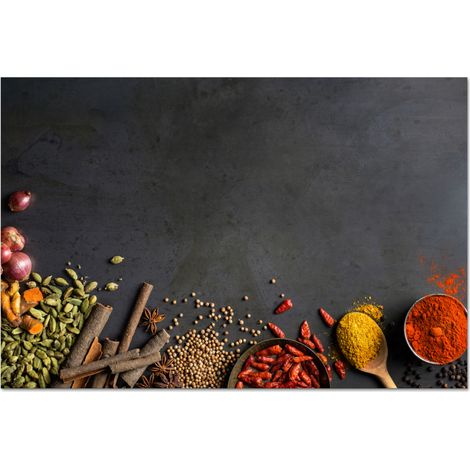 CRÉDENCE DE CUISINE Herbes - Aliments - Épices - Noir - Paprika - Cannelle 70x50 (1/5)