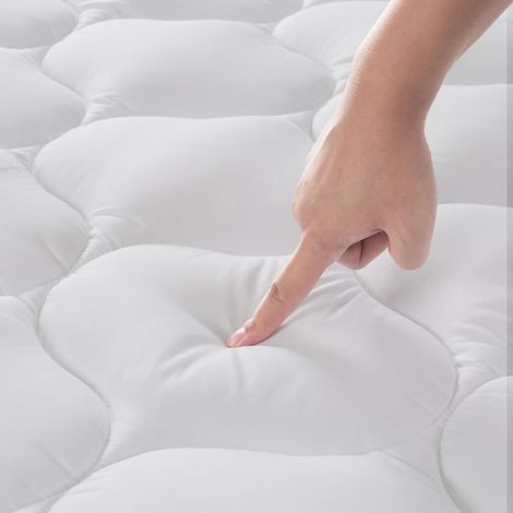 Mattress Topper 90 x 200 cm, Soft Mattress Topper, Deep Pocket Mattress Topper, Machine Washable Mattress Protector, White (1/5)