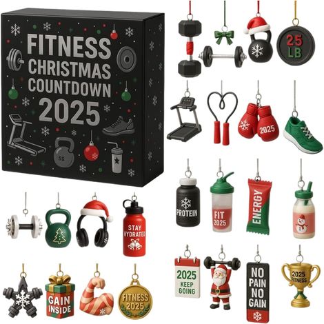 Compte À Rebours De Noël Décoration D Avent En Acrylique 2D - Ornement De Noël Pour Équipement De Sport De 24 Jours Pour Gym À Domicile Fenêtre Mur Célébration (1/5)