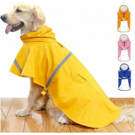 Large Dog Raincoat Poncho with Reflective - Yellow, XL (20-29kg) MUMU (1/4)