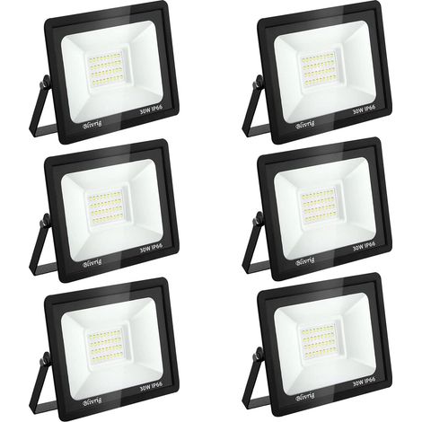 6PCS Projecteur LED Extérieur, 30W Spot LED Exterieur 3000LM Super Lumineux 6500K Blanc Froid Éclairage de Sécurité Extérieur IP66 Imperméable pour Garage Jardin Terrasse Parking (1/5)
