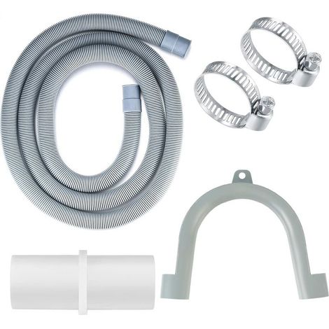 Manguera de desagüe para lavadora, manguera de desagüe universal, extensión de manguera para lavavajillas de 2 m con soporte y abrazadera. (1/5)