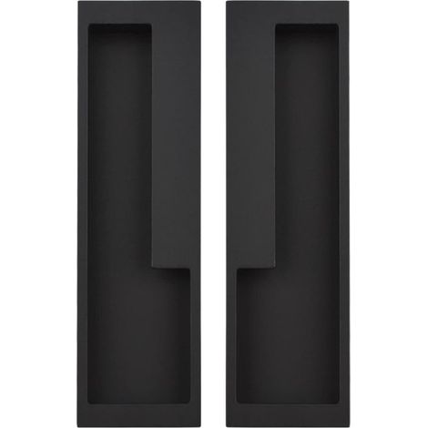 Lot de 2 poignées de porte coulissante encastrées en alliage d'aluminium, 20 cm, modernes et simples pour tiroir de grange, placard, armoire/noir mat (1/5)