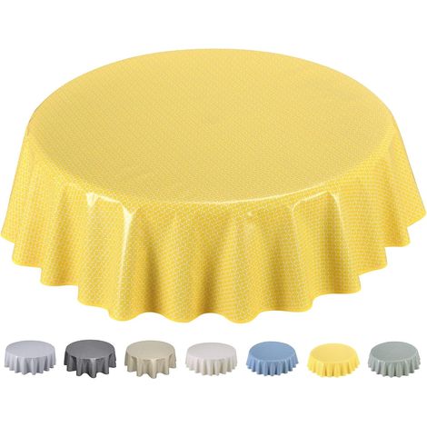 Mantel redondo de hule de PVC Home Direct de 160 cm, color amarillo. (1/5)
