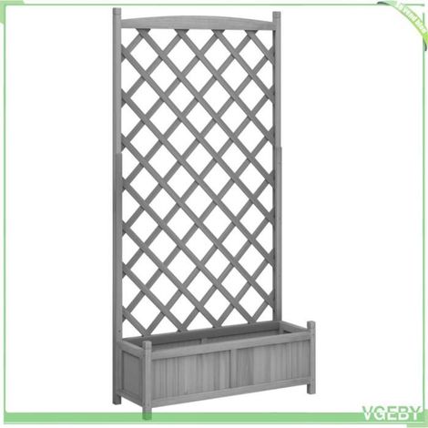 Jardinière avec treillis - FAFEICY - 365492 - Bois massif sapin - Gris - 90 x 35 x 180 cm (1/5)