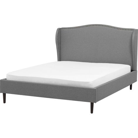 Letto Imbottito Velluto Grigio a Doghe Testiera Trapuntata 140 x 200 cm Colmar (1/5)