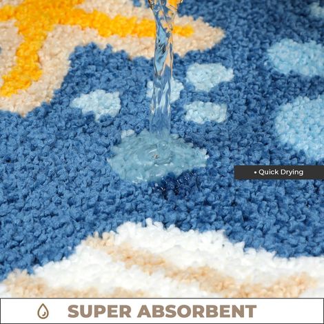 Adorable tapis de bain sur le thème de l'océan, ultra-absorbant, lavable en machine, pour salle de douche, chambre et salon (50 cm x 80 cm, Monde marin) (1/3)