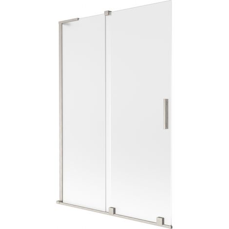 Mexen Velar L paroi de baignoire coulissante à 2 volets 120 x 150 cm, givre, nickel brossé - 896-120-003-31-97 (1/2)