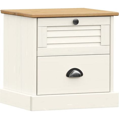Mesita de noche con cajones 42 x 35 x 42 cm madera pino blanco y metal DEC034721 (1/5)
