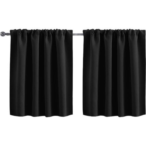Rideaux occultants de cuisine 30 x 36 pouces (76 x 91 cm), 2 panneaux, à œillets, gris clair, pour salle de bain, largeur 34 x longueur 24 pouces (86 x 61 cm), beige (1/5)