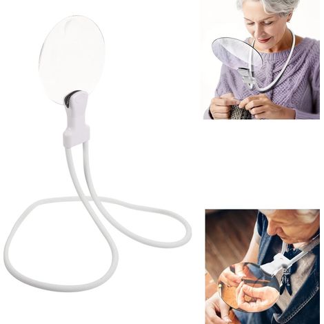 LOUPE DE COU MAINS LIBRES FLEXIBLE RÉGLABLE 5X BRODERIE BLANCHE (1/5)