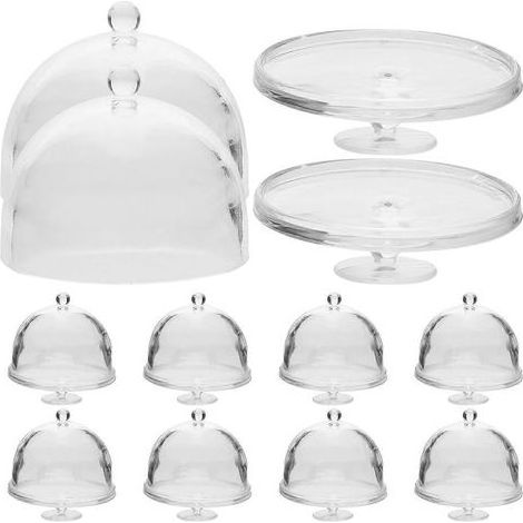 Lot de 10 mini cloches à gâteaux pour maison de poupée, présentoirs à gâteaux, accessoires miniatures-3X3X3CM-Transparent (1/2)
