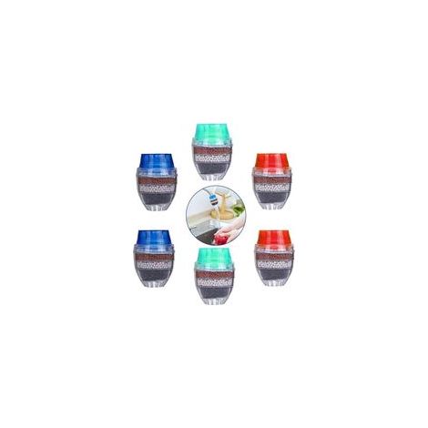 6PCS Cuisine Robinet Robinet Filtre Rond à Charbon Actif Filtre à Eau de Robinet à 5 Couches Home Eau Purifiée Robinet (1/5)