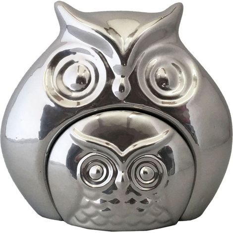 Statuette Chouette Chrome 16 cm
