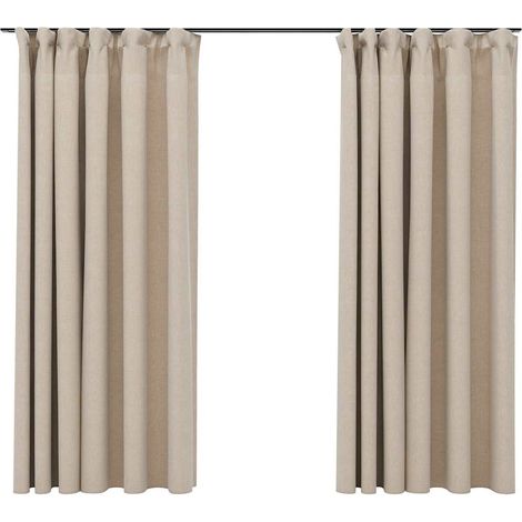 Maison Exclusive - Tende Oscuranti con Ganci Effetto Lino 2 pz Beige 140x175 cm