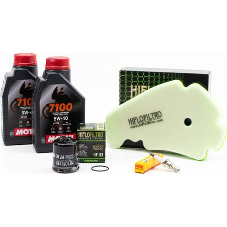 Kit Révision Filtres Bougies pour PIAGGIO Beverly 125 de 2002 à 2003 - MOTUL 7100 5w40 2L