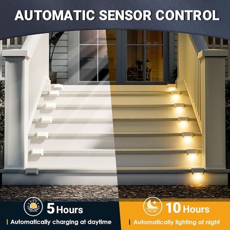 Lot de 8 Lampes Solaires pour Escaliers Extérieurs, Éclairage Extérieur Solaire, Étanche Lampes Solaires pour Clôture, Escalier, Marches, Cour (1/5)