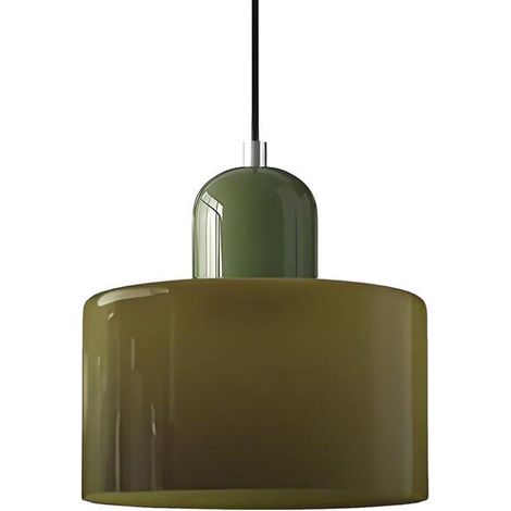 15cm Suspension Scandinave Moderne en Verre, Lampe Suspendue E27, Hauteur Réglable 200 cm, Métal & Verre, Luminaire Design pour Cuisine(Vert Olive) (1/5)
